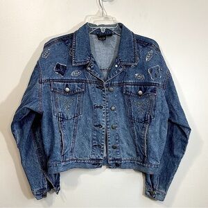 Vintage 80’s Carole Little Sport Petites Embellished Denim Jacket Size 12